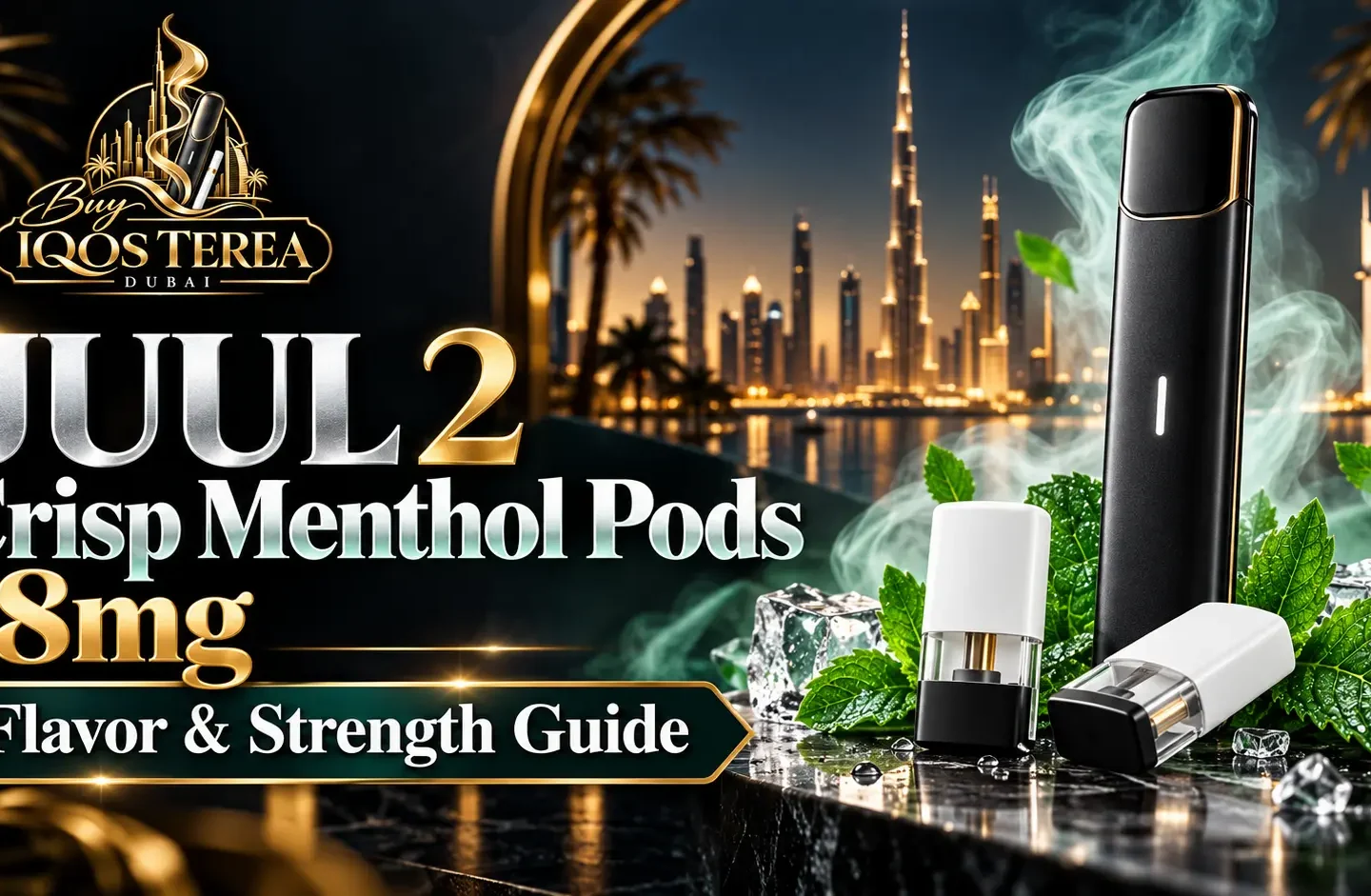 JUUL 2 Crisp Menthol Pods 18mg Two-Pack with Nicotine Strength and Flavor Information