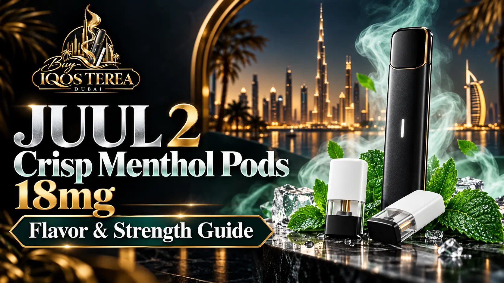 JUUL 2 Crisp Menthol Pods 18mg Two-Pack with Nicotine Strength and Flavor Information